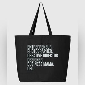“CEO MaMa” Black Custom Tote Bag- New 20”x14”